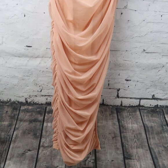 STEPS NY PEACH SLEEVELESS SQUARE NECK RUCHED MAXI DRESS SIZE LARGE - Picture 6 of 10